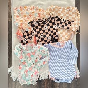 Toddler Girl One-Piece Swimsuit Set - Mixed Prints Ruffle Butts 12-18 months
